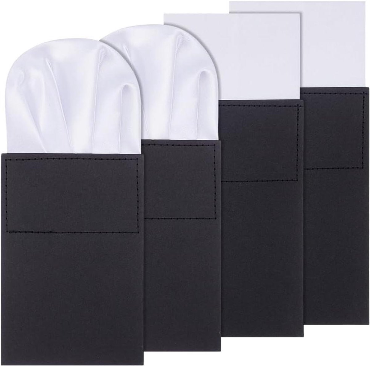Zakdoeken Heren - Witte Poches - Zakelijk Gebruik - Voorgewassen Stijl - 4 Stuks - Wit
