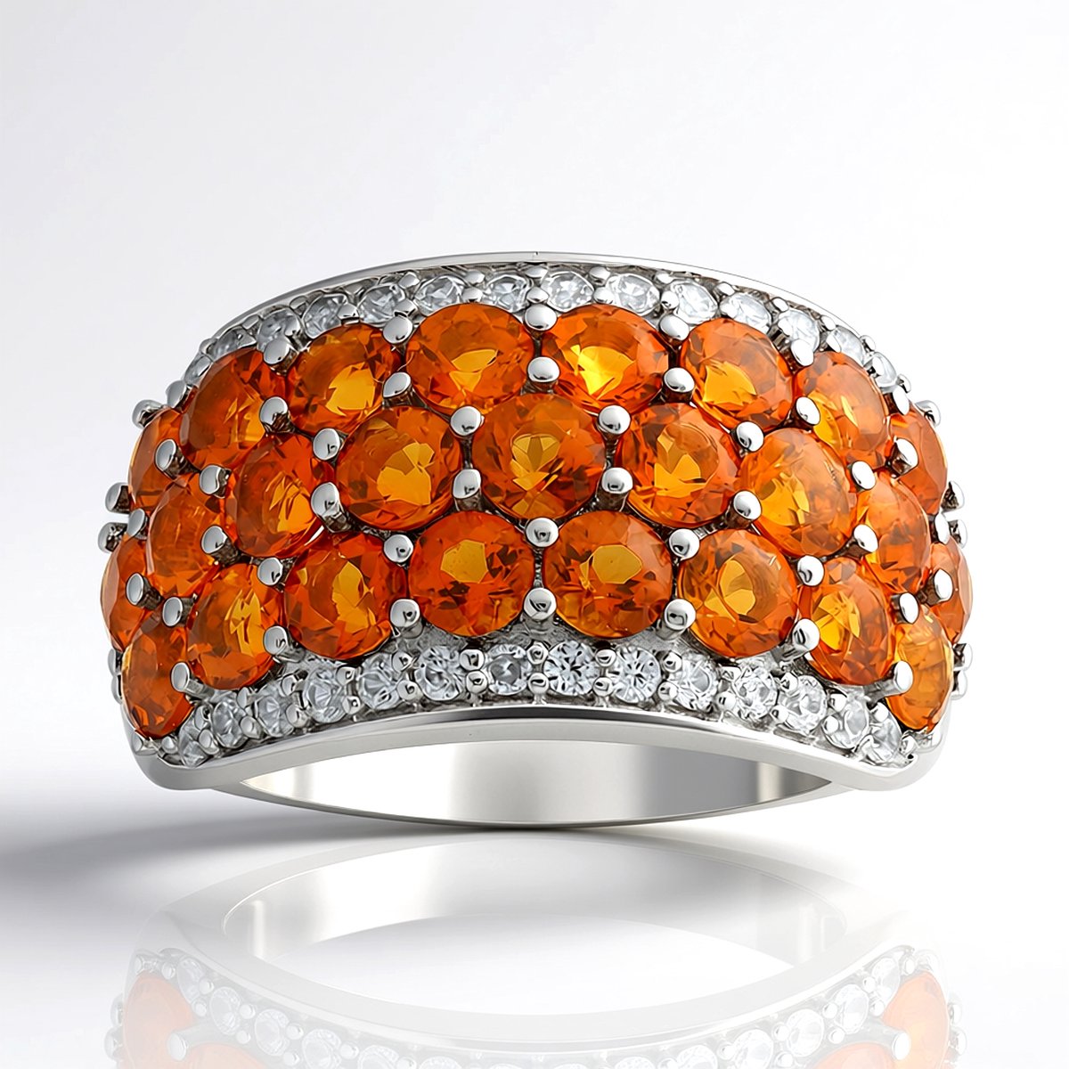 Cavill - Zilveren Ring met 2,34 ct Madeira Citrien en 0,31 ct Zirkonia - 925 Sterling Zilver - Luxe Oranje Edelsteen - Rond Slip - Elegant