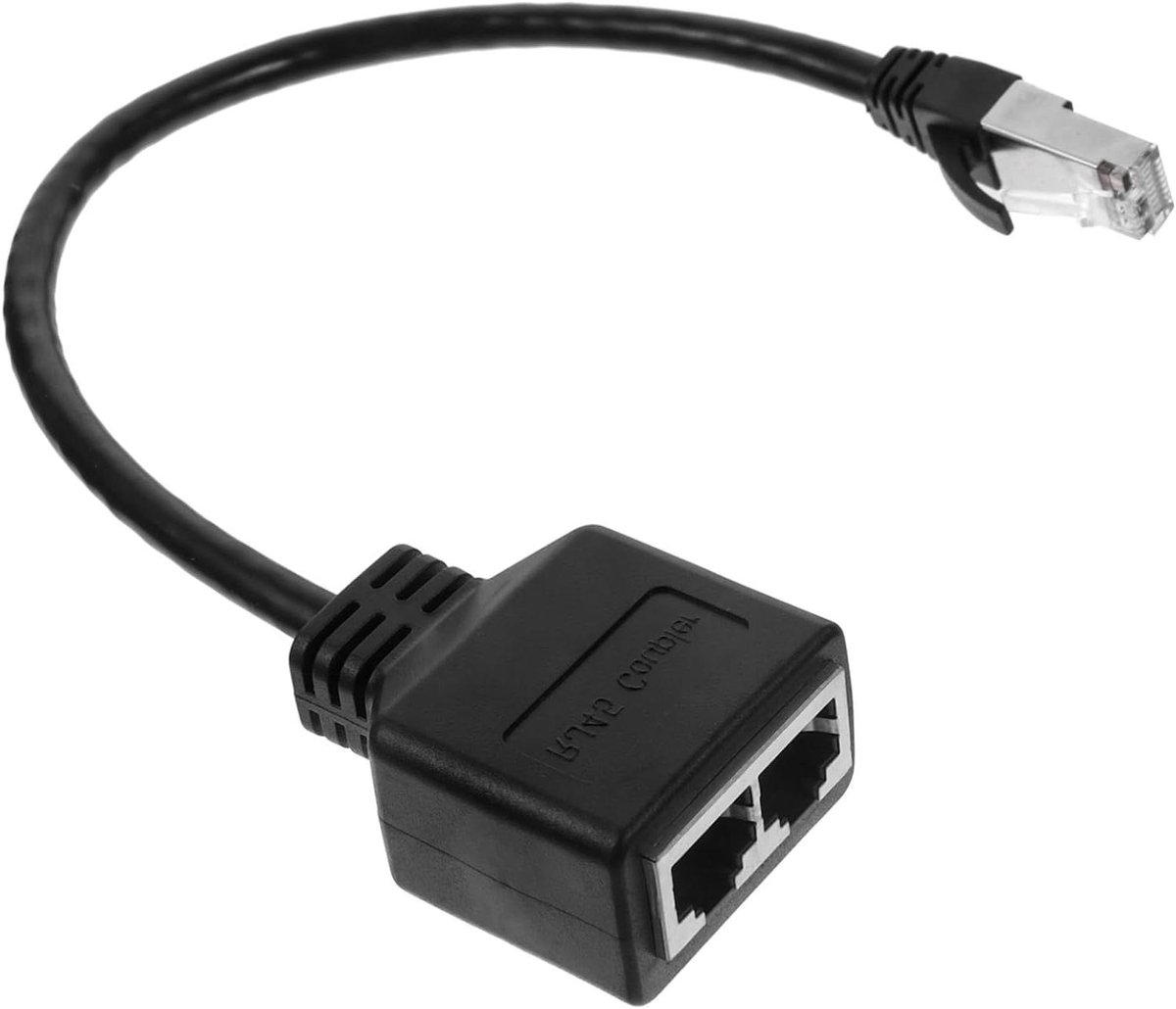 Ethernet Splitter Adapter - Netwerk Connector - Internet Delen - Hoge Snelheid - 30.9 x 3.2 cm - Zwart