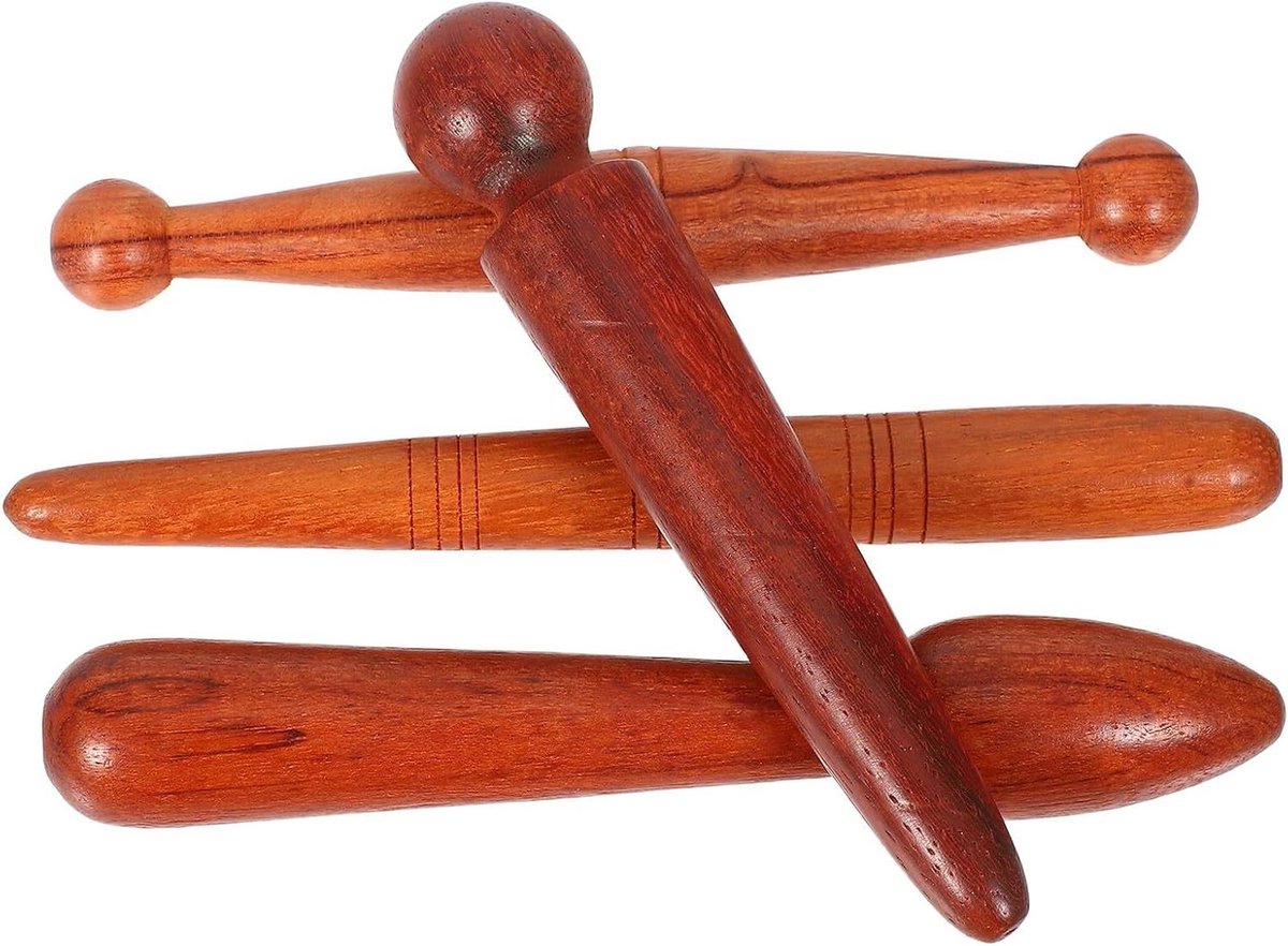 4 Stuks Delige Houten Acupressuur Massage Set Traditionele Meridiaan Natuurlijke Houten Massage Stokken voor Nek Voet Hand Precisie Triggerpunt Stimulatie