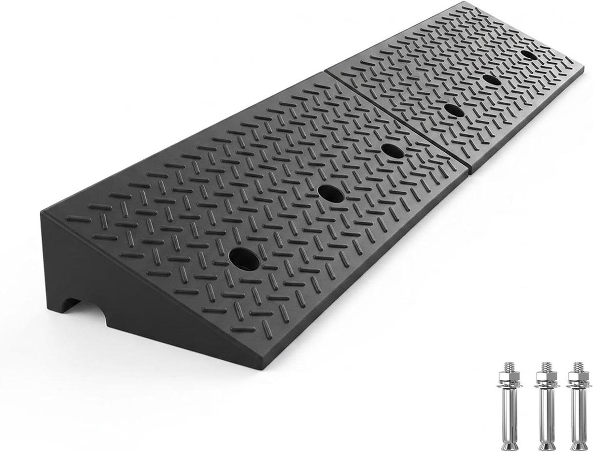 Rubber Oprit - Stoeprand Hulp - Drempels Overbruggen - Antislip Grip - 100x50x5cm - Zwart