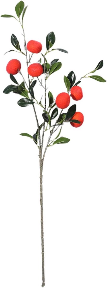 Kunstmatige Oranje Tak - Nep Fruit - Huisdecoratie - Levensechte Bladeren - 83 cm - Oranje