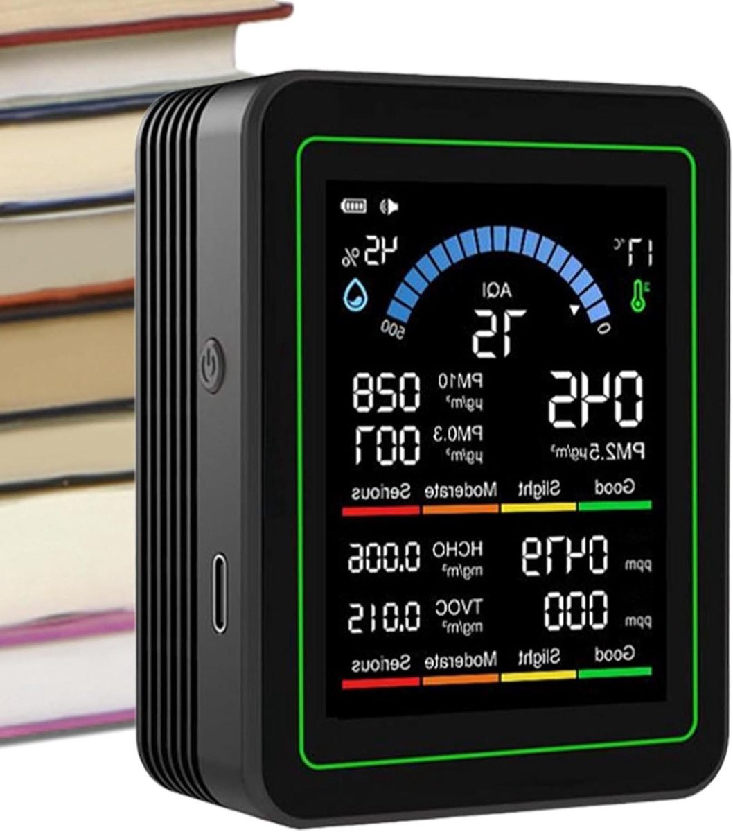 Luchtkwaliteit Detector - Luchtmeter Binnen - Gezonde Lucht Meten - Compact Digitaal Display - 6.5 x 3.5 cm - Zwart
