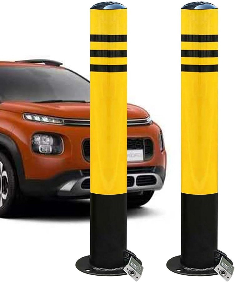 Parkeerbarrières 2 stuks - Parkeerpaal Bolder - Parkeerplaats Beveiligen - Verwijderbaar Ontwerp - Hoogte 75cm - Geel Zwart