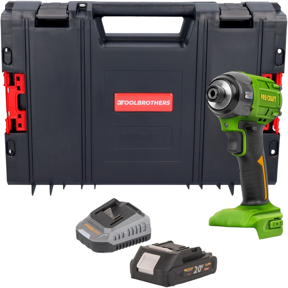 Procraft PS22bb accu-slagmoersleutel 20 V 230 Nm 1/2" borstelloos + 1x accu 2,0 Ah + oplader + RHINO-gereedschapskoffer