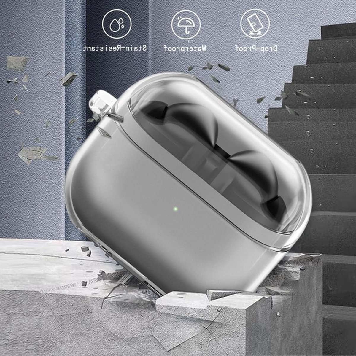 Beschermcase voor Galaxy Buds 3 en Buds 3 Pro, Transparante TPU Hoes met Karabijnhaak, Draadloos Opladen en Hoofdtelefoon Accessoires
