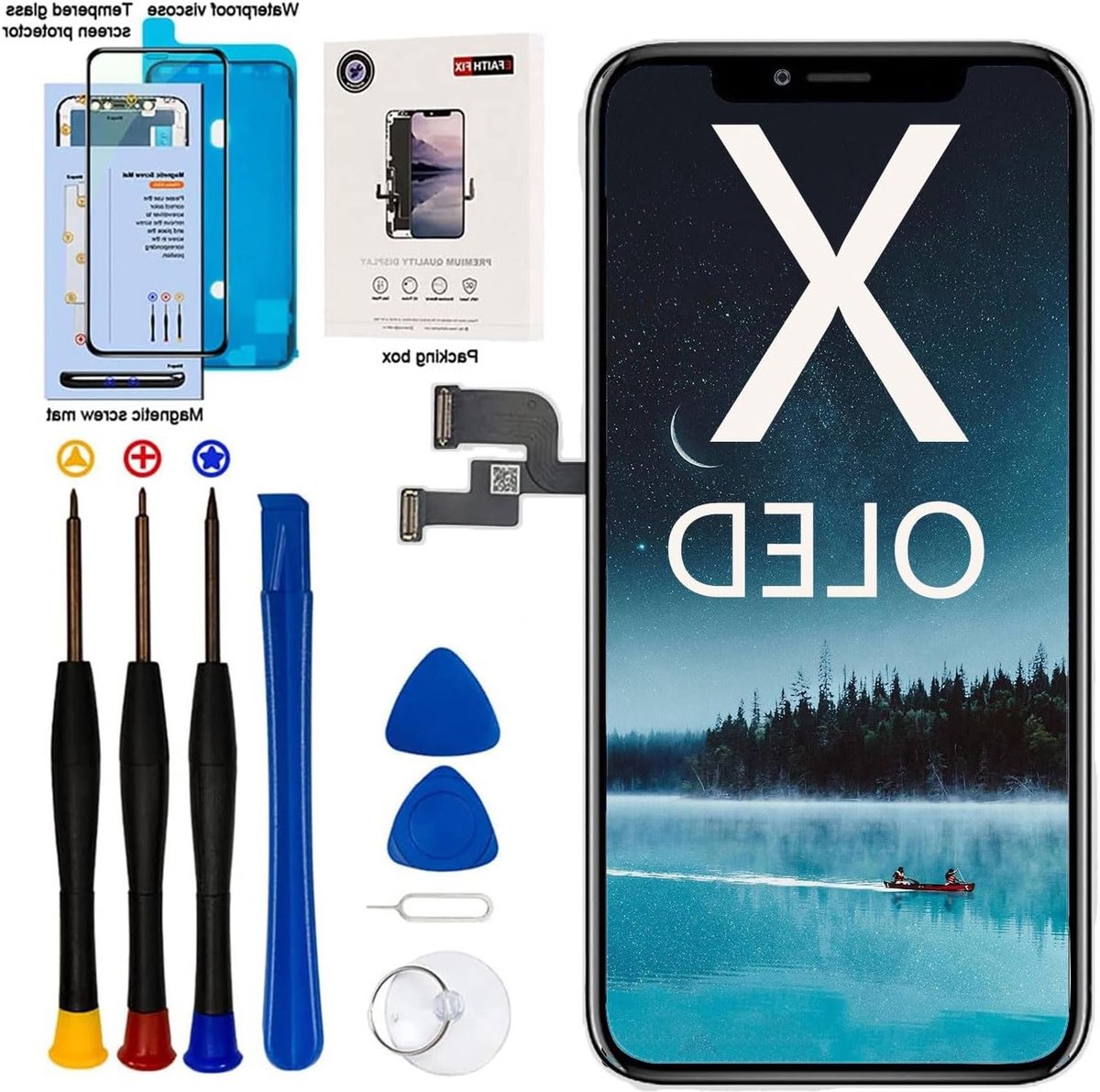 iPhone X Schermvervanging OLED 5.8" Display Digitizer Volledige Set met 3D Touch, Gereedschap en Screen Protector voor Model A1865 en A1901