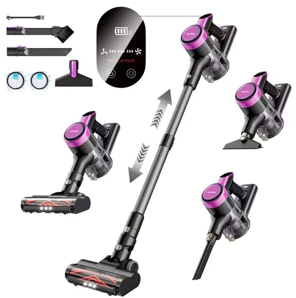 Innovastore Draadloze Steelstofzuiger - Stofzuiger - Steelstofzuiger - Accu - Zuigvacuüm - Draadloos - Kruimeldief - 300W - Zwart