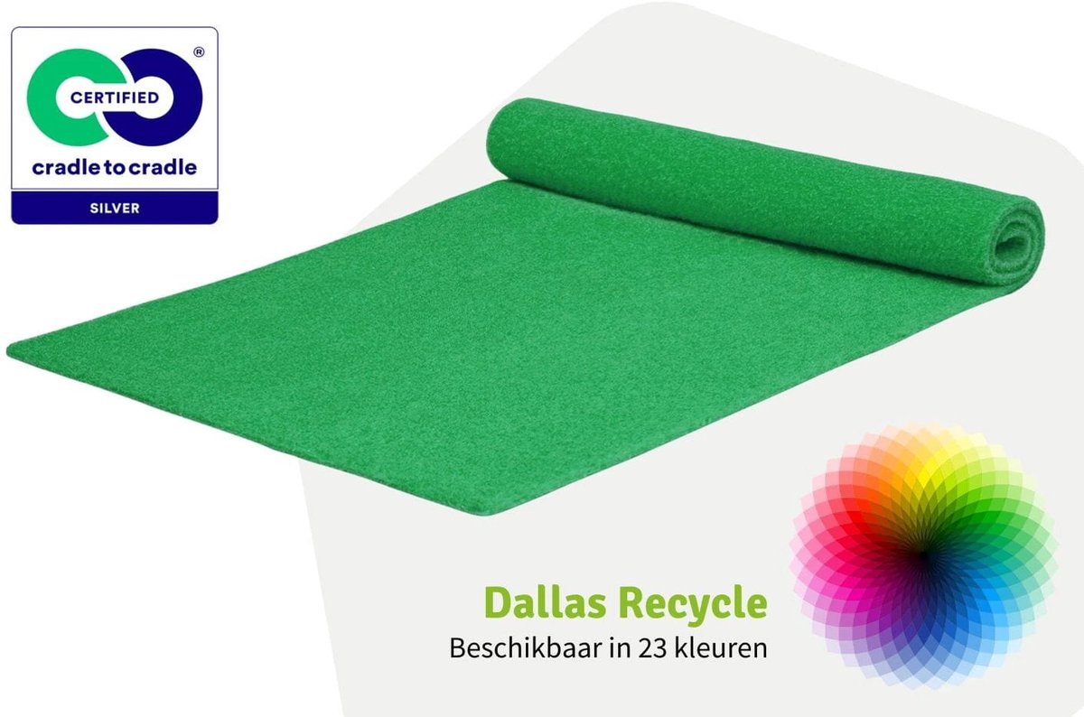 GJ Floors - Basic loper Dallas Recycle | Groen - Breedte x Lengte: 2 meter / 10 meter