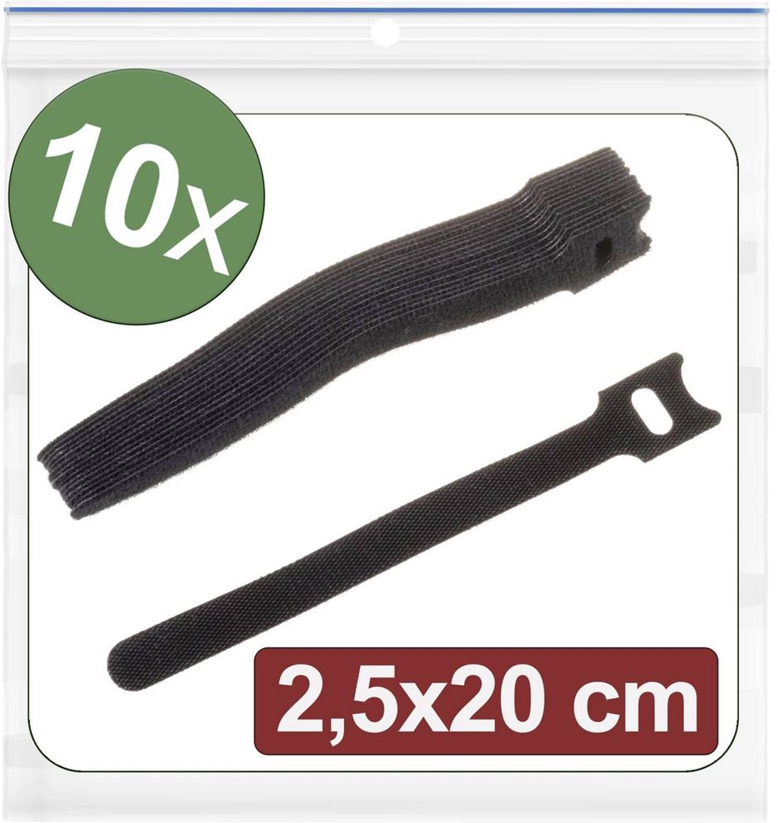 Quadrios 24CA315 Klittenband kabelbinder Om te bundelen Haak- en lusdeel (l x b) 200 mm x 25 mm Zwart 10 stuk(s)