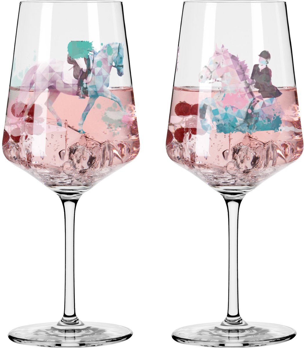 Ritzenhoff Cocktailglazen - Geometrisch Paardrijden Design - 2 Stuks - Kristalglas - 544 ml - Voor Gin-Tonic, Aperol Spritz, Wijn en Meer - Geschikt voor de Vaatwasser
