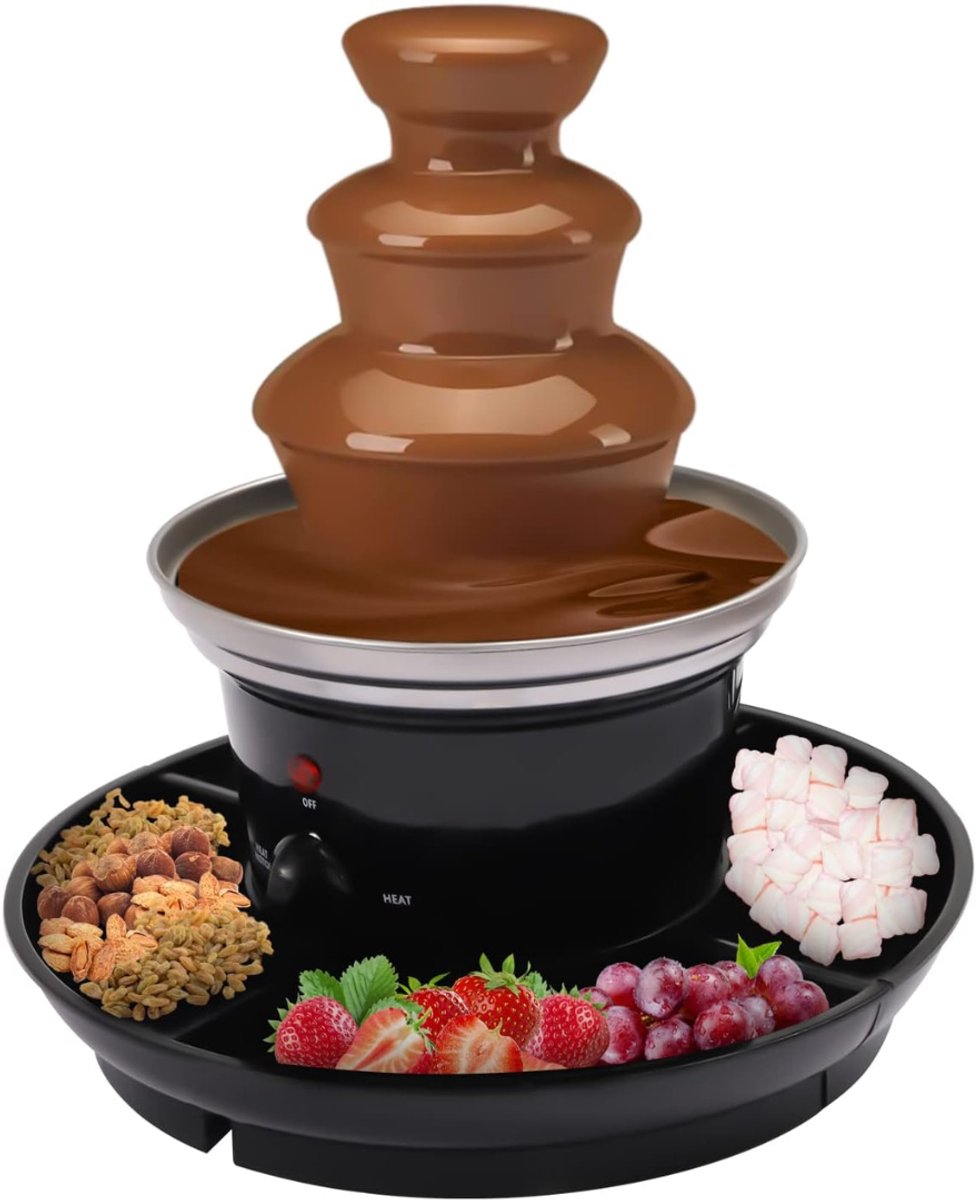 YOR® Chocoladefontein - Chocolade fontein - Chocolade druppels - Zwart - 31cm x 26cm x 19cm