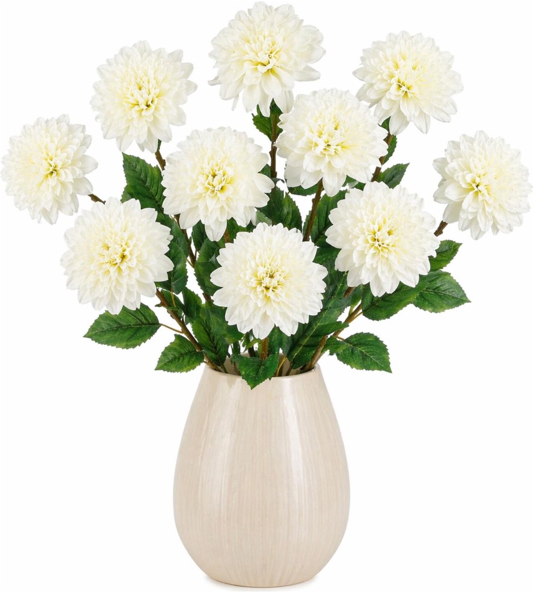 Mica Decorations Kunstbloem Dahlia Floristic - 10x - H75 cm - wit - kunststof - stelen kunstbloemen - boeket - bloemetjes