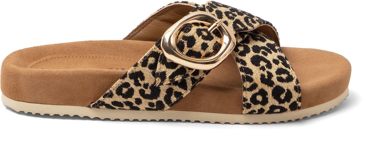 Lazamani - Kaja Dames Slippers Leopard - Maat 39