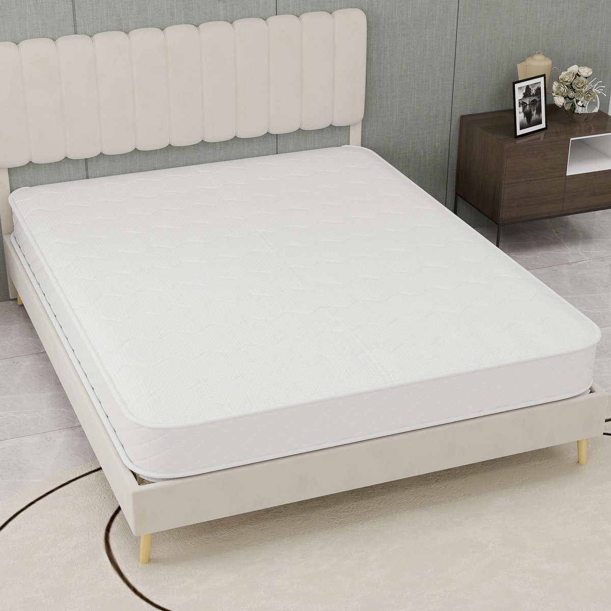 MIVRAY Matras 140x200 cm - Pocketvering met Traagschuim en 3D Ademend Comfort - Geluidsarm en Drukverlagend - Textiel - Wit