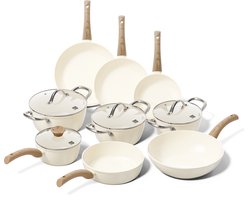 Cook & Pan 9-Delige Pannenset Crème - PFAS vrij - Alle Warmtebronnen - Pannen Set met 7 jaar…