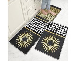 Keukenmatsets Antislip Wasbaar, 2 Stks Keukentapijten en Matten, Anti Vermoeidheid Keukentapijtsets voor Huisdecoratie Kantoor Staand Bureau (Stijl H, 40x60+40x120cm)