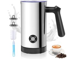 Elektrische Melkopschuimer - Automatische Warmer - Koffie Specialiteiten - 4-in-1 Functies - 300 ml Capaciteit - Zilver