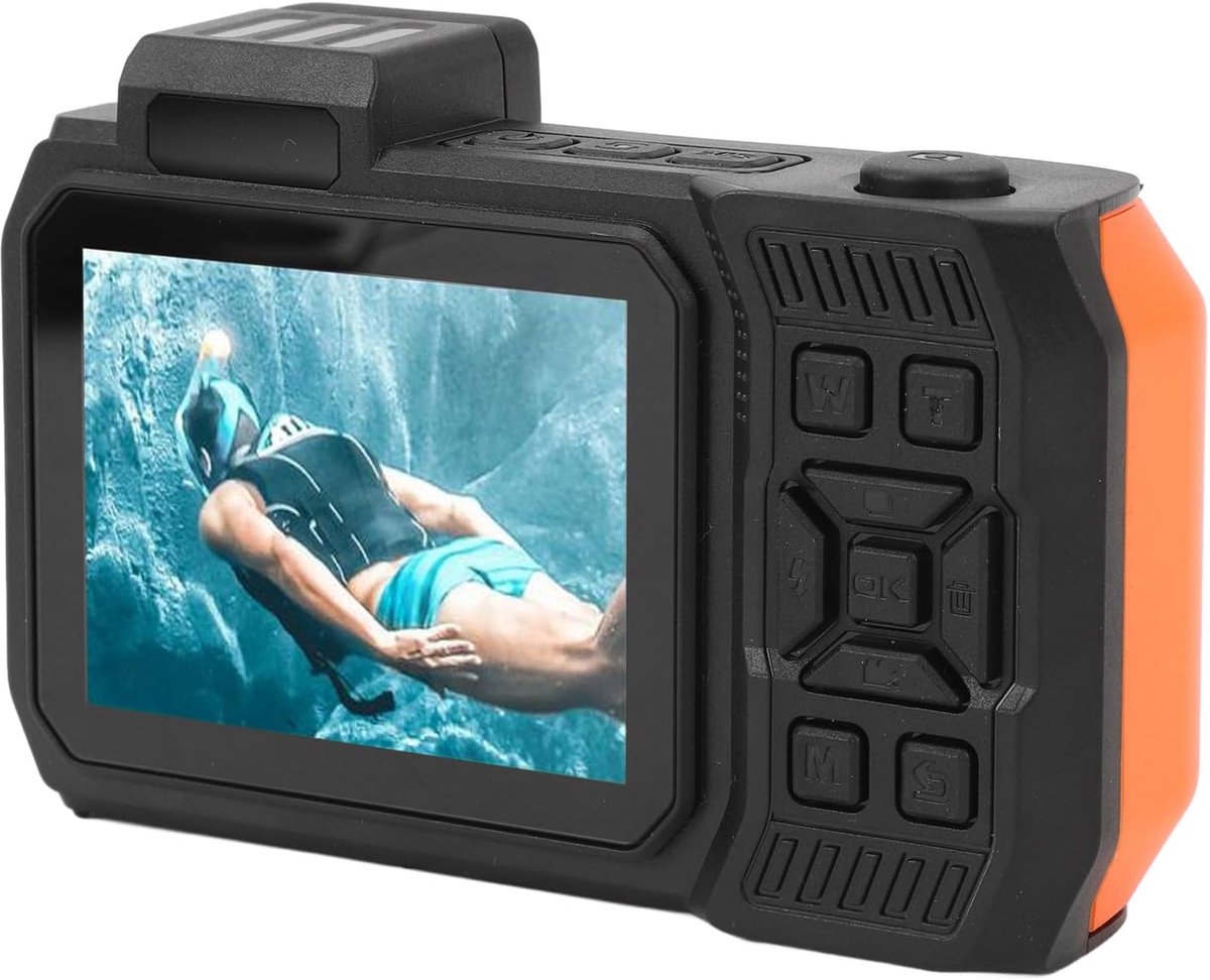 Onderwatercamera 4K - Digitale camera - Avontuur vastleggen - Dubbele schermen - 10 meter diep - Oranje