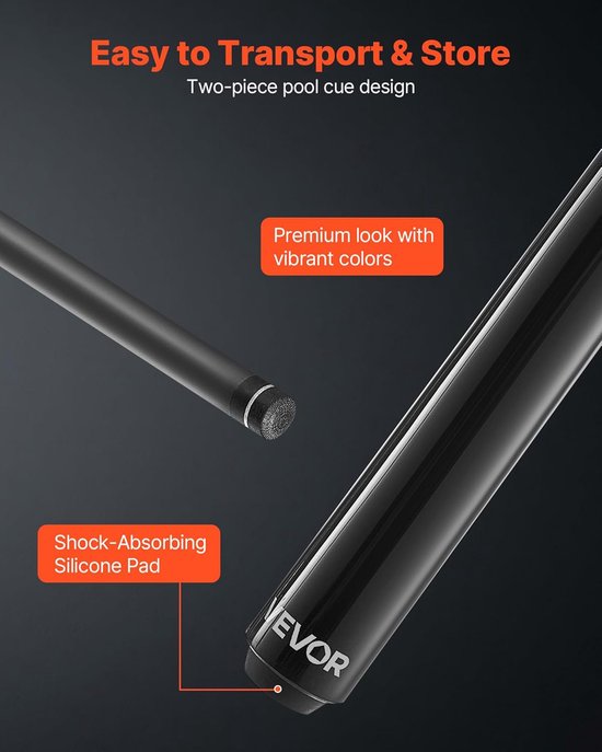 Keu - Poolstok - Biljart Spelen - Precisie Ontwerp - Standaard Lengte - Zwart — afbeelding 4