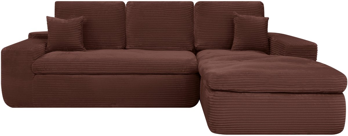 Lazy Hoekbank Velvet Ribstof Koper Rechts