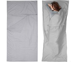 Lakenzak Dekenmodel - Slaapzak - ademend - sneldrogend - lichtgewicht en draagbaar - wasbaar - lichtgewicht reisslaapzak - outdoor slaapzak - compressiezak voor op reis - geschikt voor kamperen, wandelen, hotels, treinen, hostels, enz - Grijs