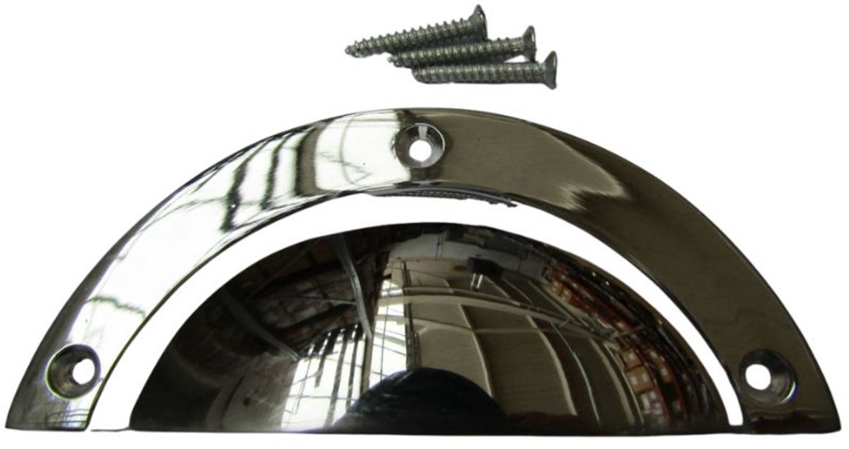 Large Plain Victorian Cup Pull Handle Polished Chrome