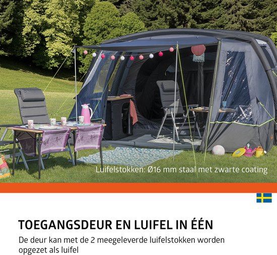 Campout 6-Persoons Familietent Opblaasbare Tunneltent - 5000 mm Waterdicht - 2 Slaapcabines - 19 m² - 15 min Opzettijd - Incl. Pomp & Luifel van Campout — afbeelding 5