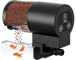 Automatische visvoeder-automatische visvoeder vijver-Automatische aquariumvoeder - Grote capaciteit van 100 ml - Instelbare voedertimer - Werkt op batterijen - Voor het voeren van visfilets en pellets - Zwart