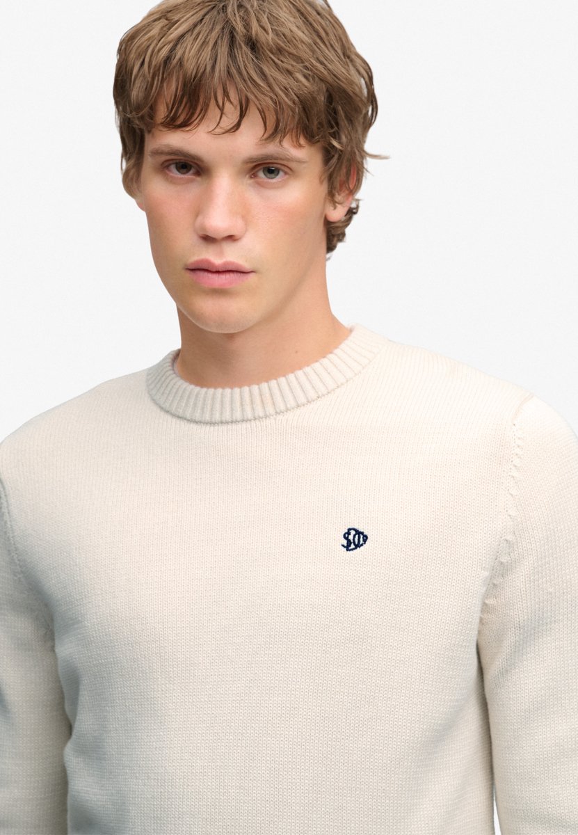 Superdry Trui Preppy Cotton Jumper M6110717a Prg Sailcloth Mannen Beige