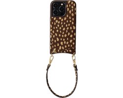 Selencia Hoesje - Geschikt voor Apple iPhone 14 Pro - Real Leather Backcover met Pashouder - Fawn Chic