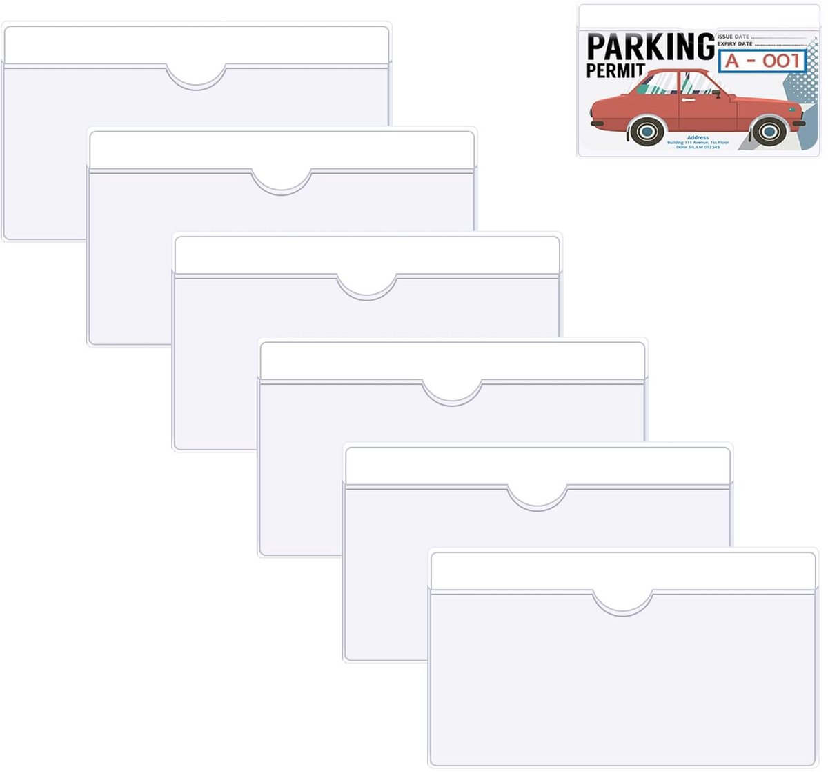Allecto - Parking Card Holders - Set van 6 - Eenvoudig te installeren - Transparant - Autoparkeerkaarthouder - Universeel geschikt voor auto en car...