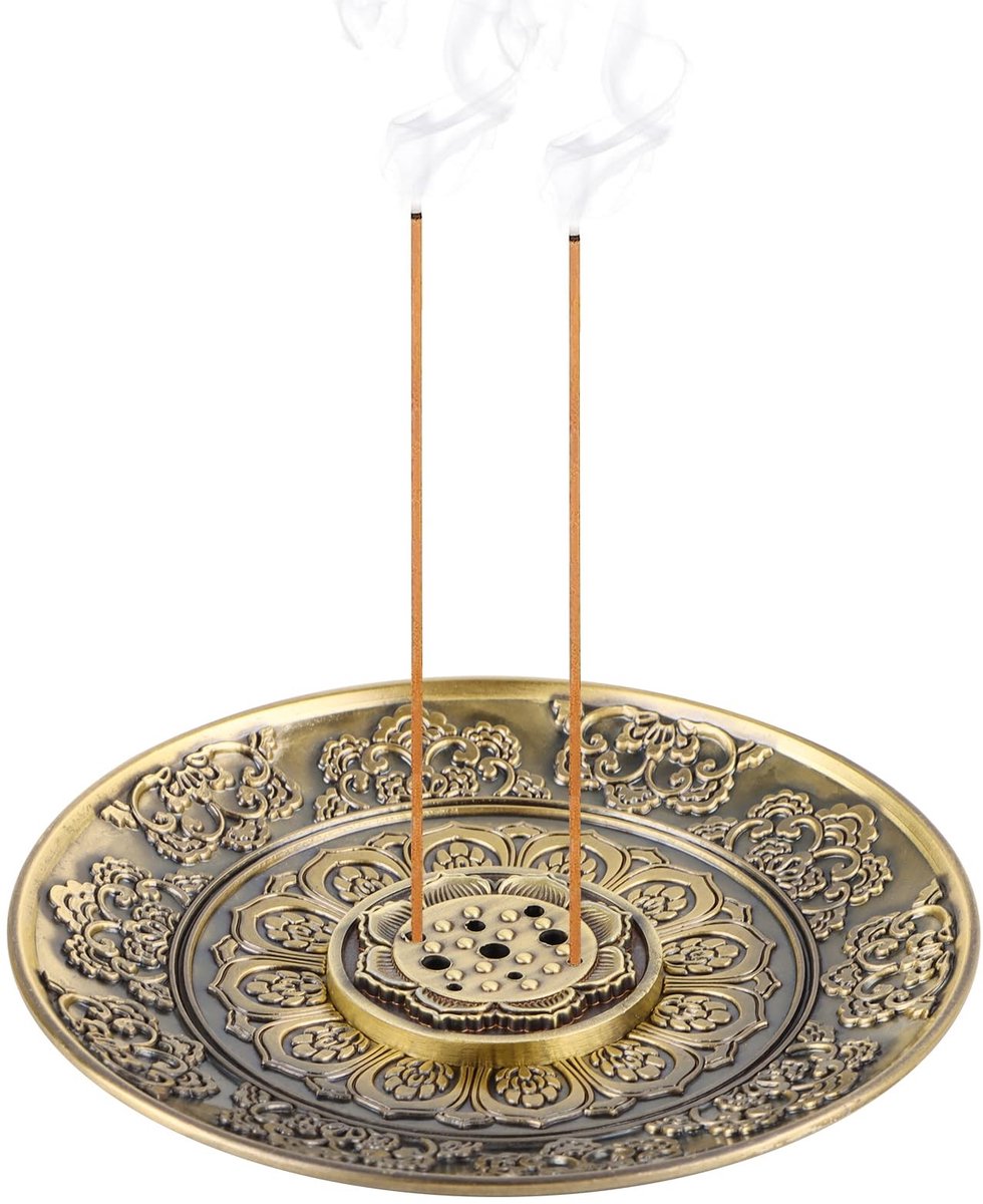 Allecto - Incense Sticks Holder - Lotus Incense Burner - Bronzen Design - Incense Burner Plate - Geschikt voor Thuis - 5-gats Houder