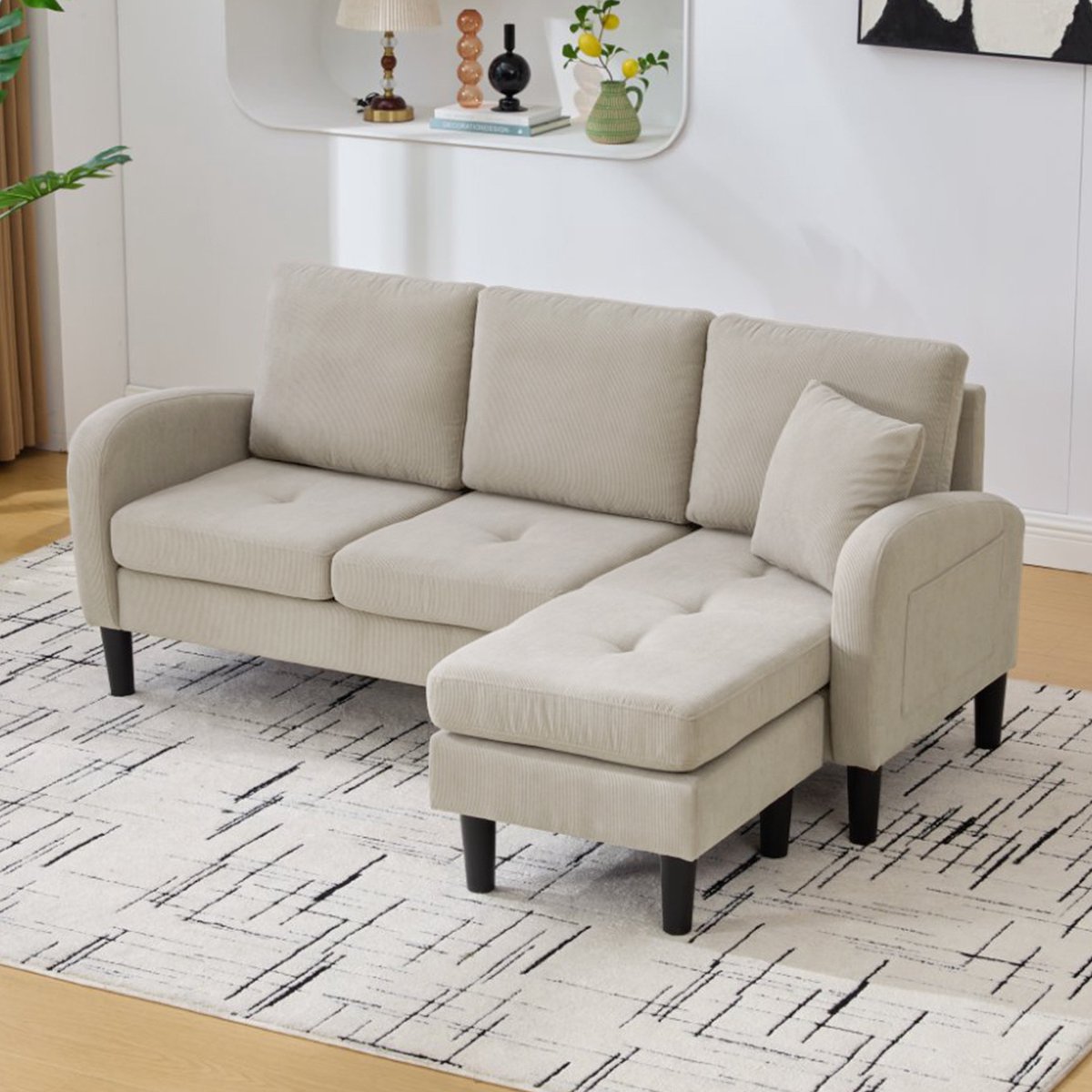 MODENUIT Hoekbank 166 x 118 x 77 cm - Modulaire Chaise Longue Voor Woonkamer En Kantoor -