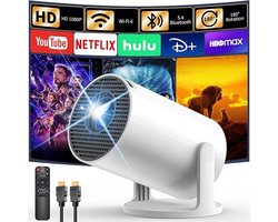 Draagbare Android TV-projector met Wi-Fi en Bluetooth, 1080P ondersteuning