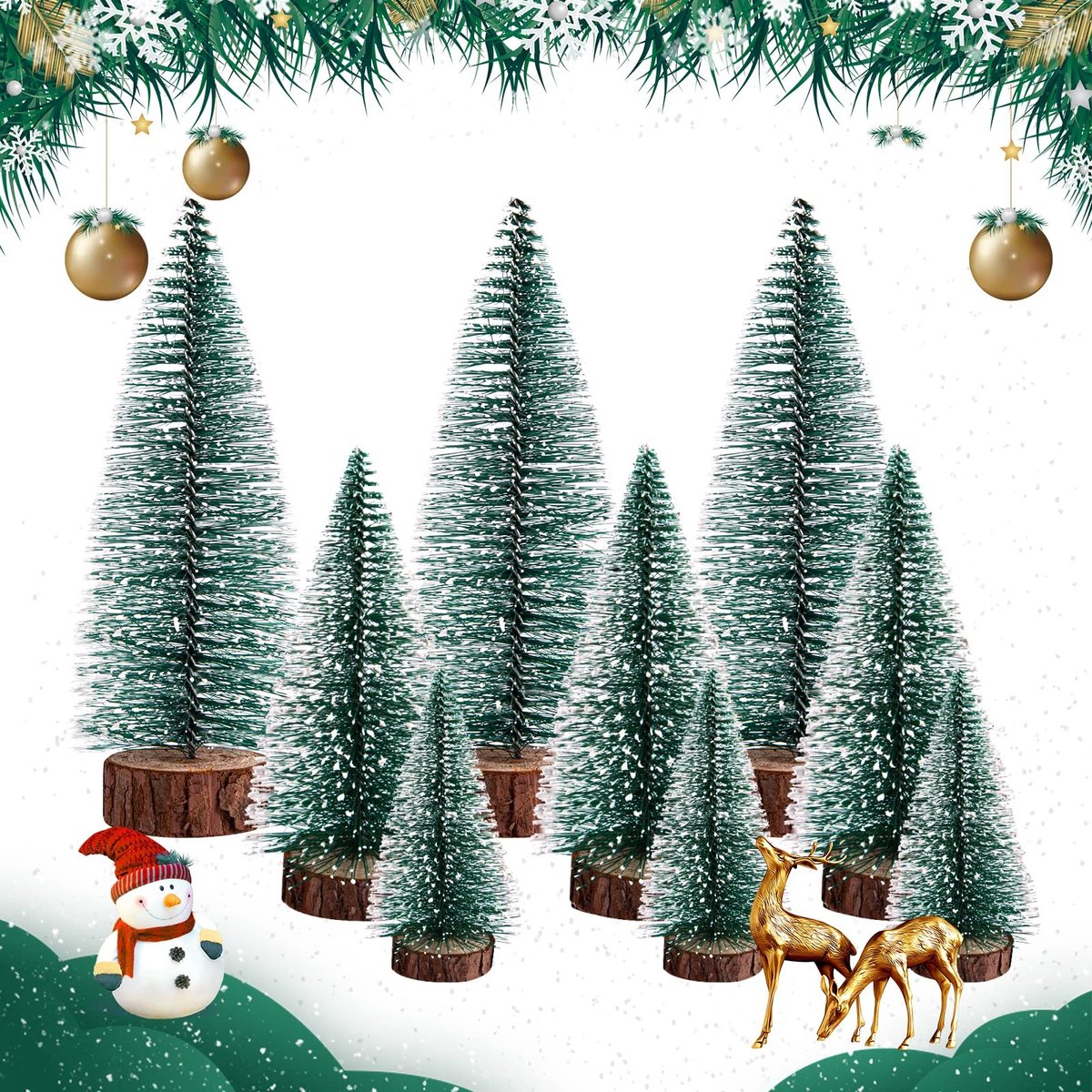 MTTProducts - Kunstkerstboom - Miniatuur kerstboom - Perfect voor decoratie - Groen - Sneeuwboom - Gezelligheid voor de feestdagen - Geschikt voor elk ...