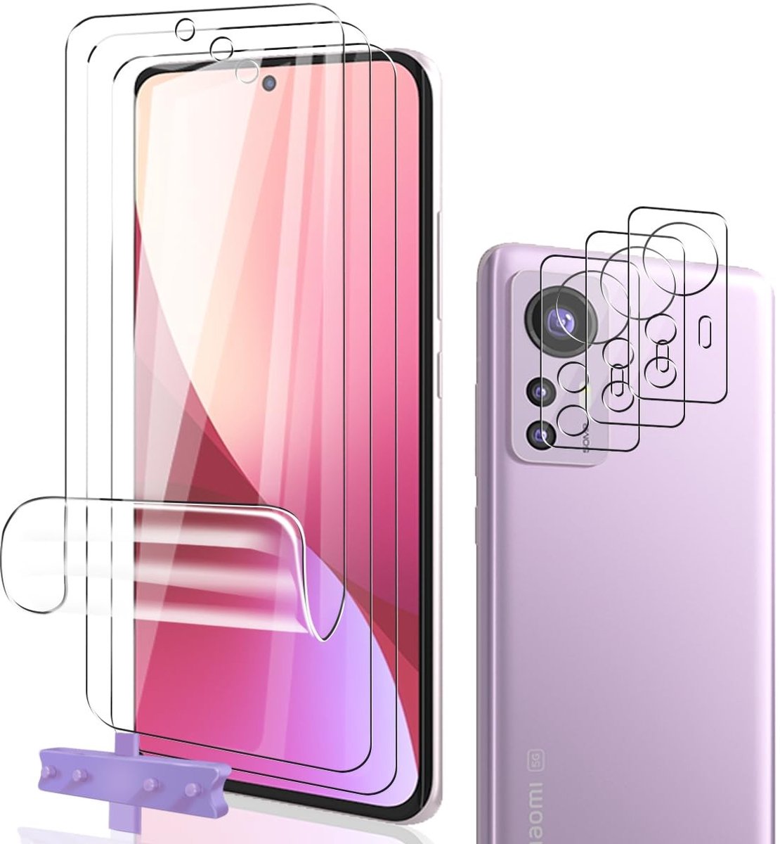 NTHProducts - TPU Protective Film - Tempered Glass - Bubble-Free - Geschikt voor Xiaomi 12 - 3-pack - Anti-Scratch