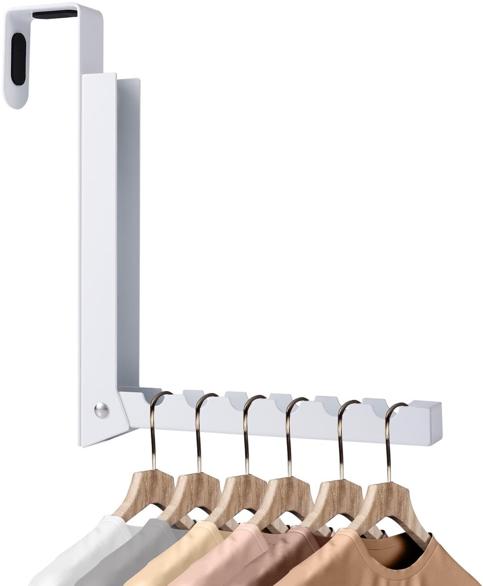 NTHProducts - Over the Door Hanger Hook - Vouwbare Deurhanger - Handig voor Kleding - Wit - Voor Jassen en Handdoeken - Perfect voor Thuis - Compact en...