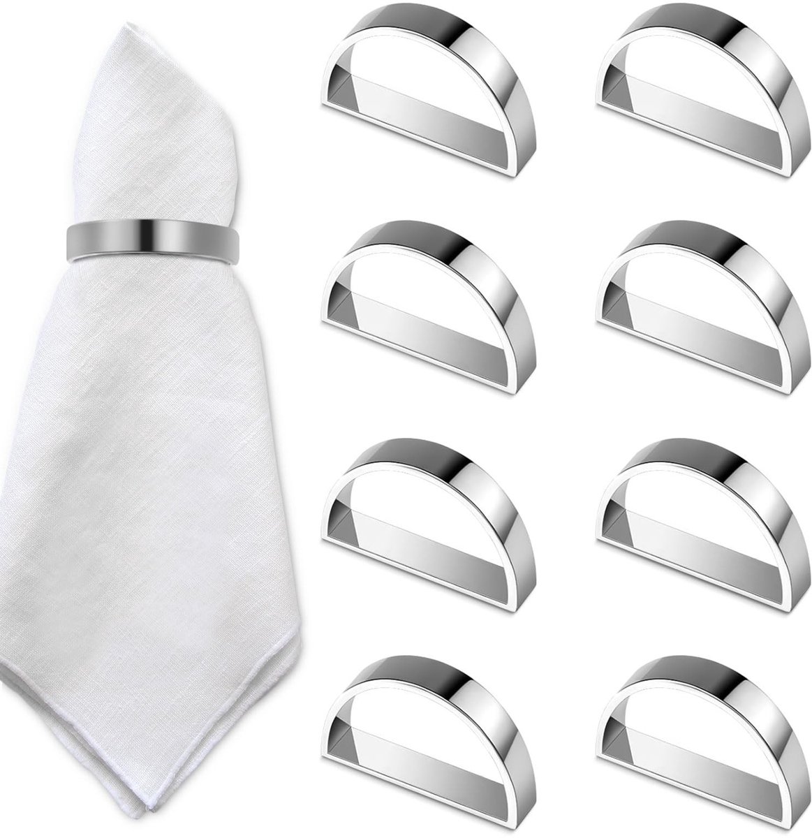 8 metalen servetringen voor Kerst, bruiloft en diner