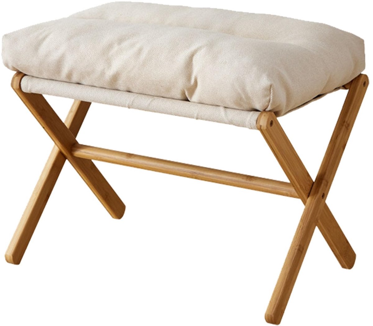 NTHProducts - Vouwbaar Voetenbankje - Multifunctioneel - Modern Ontwerp - Beige - Perfect Voor Woonkamer - Accent Kruk - Comfortabel Voetensteun