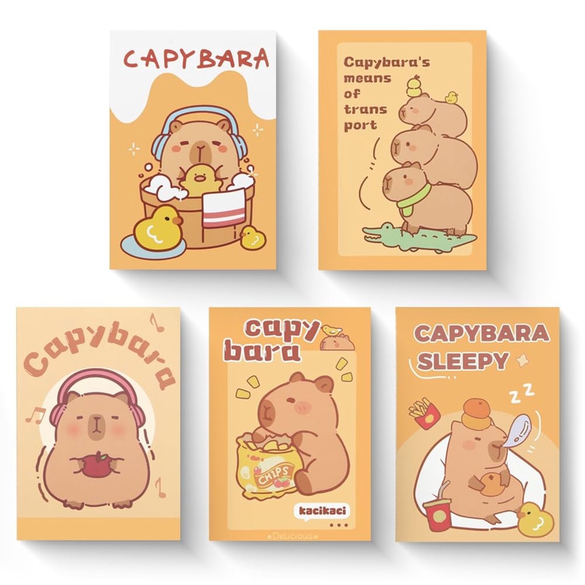 NTHProducts - Capybara Notebooks - Notitieboekjes A5 - Schattige ontwerpen - Geel - Dagboek voor kinderen - Perfect voor school en kantoor