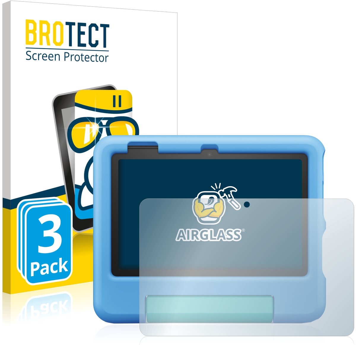 Screenprotector 3 Stuks voor Amazon Fire 7 Kids 2022 Beschermglas transparant
