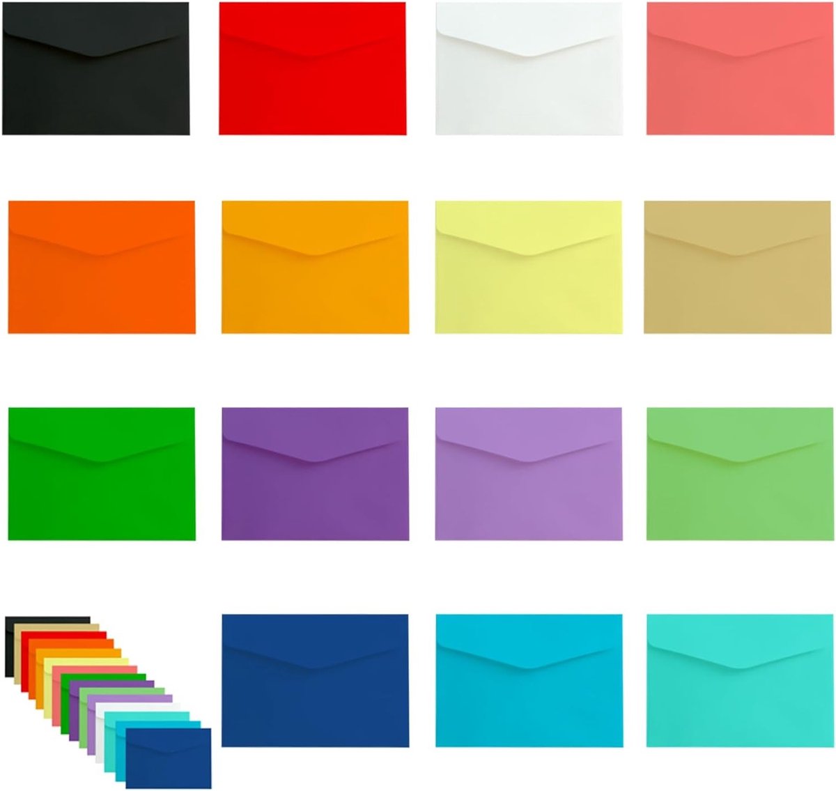 150 Mini Kleurrijke Enveloppen in 15 Kleuren voor Feestjes, Verjaardagen en Bruiloften (115 x 83 cm)