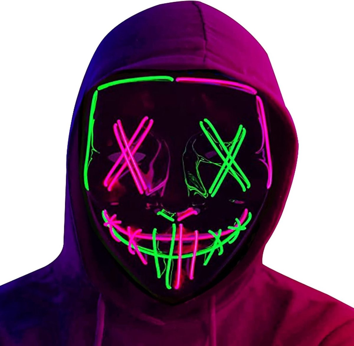 Paarse LED Halloween Masker met 3 Verlichtingsstanden voor Carnaval, Cosplay en Feestjes
