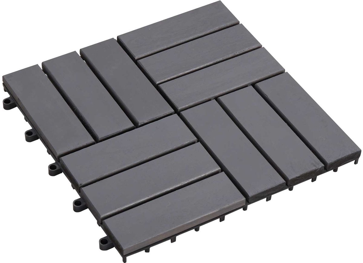 vidaXL - Terras - Tegel - 30 - pcs - Grijs - 30 - x - 30 - cm - Acaciahout
