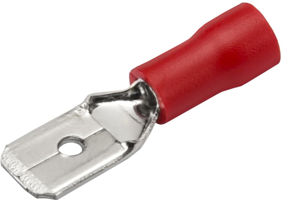 SPHProducts - Quick Disconnects - Kabel Terminal - 100 Pack - 6.3 x 0.8mm - Rood - Vinyl Geïsoleerd - Geschikt voor 0.5-1.5mm2 - Perfect voor Elektris
