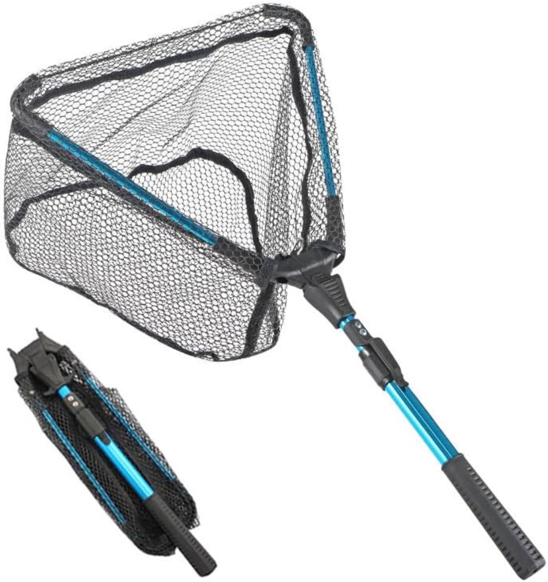 RUX® Schepnet Vissen - Visnet - Telescoop Schepnet - Duurzaam Net met Rubberen Coating - Moro Groen- 42cm x 16cm x 8cm