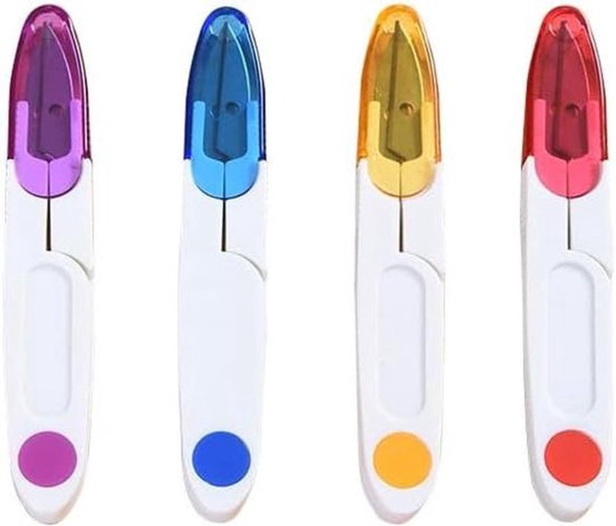 Set van 4 compacte draadsnijders en naaisnips in meerdere kleuren met veiligheidskap.