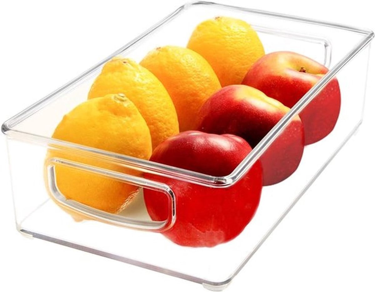 Opbergbakken voor Koelkast - Set van 4, Transparant - Keuken Organisator met Handvatten