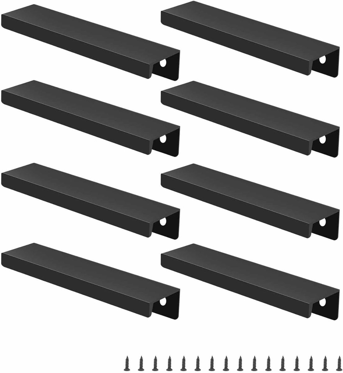 Zwarte Verstopte Kastgrepen 120 mm met Schroeven voor Keukenkastjes en Laden - Set van 8 Stuks
